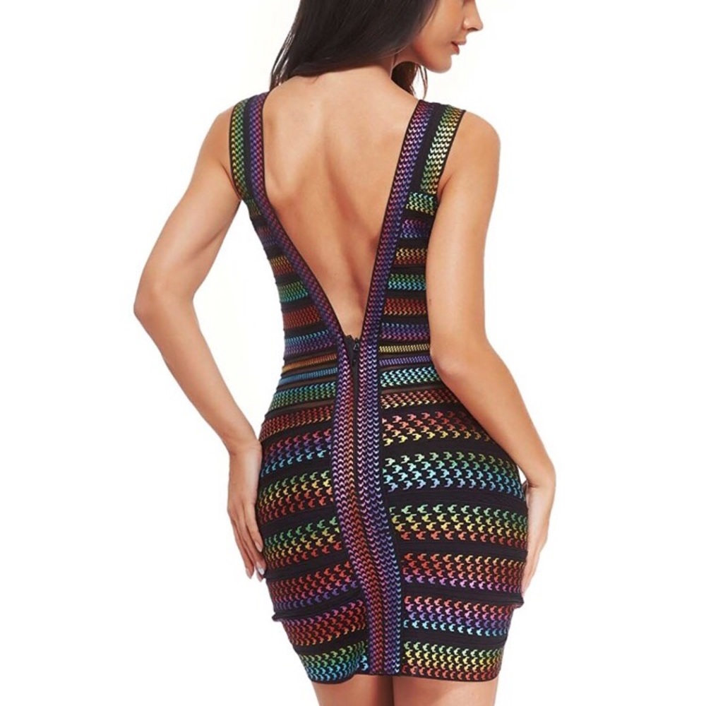 ๐ค๐๐ Rainbow Multicolor Gradient Bandage Dress - Picture 5 of 5